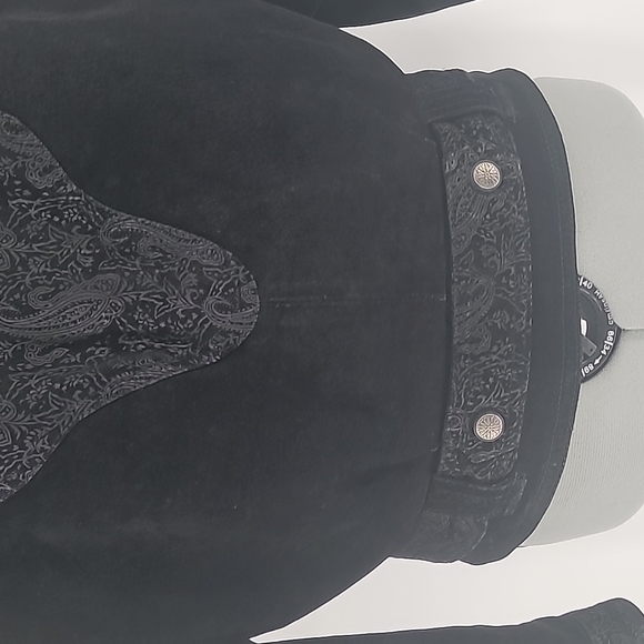 Wilson's Leather Jacket Black Suede With Paisley Print #4 - Picture 7 of 11